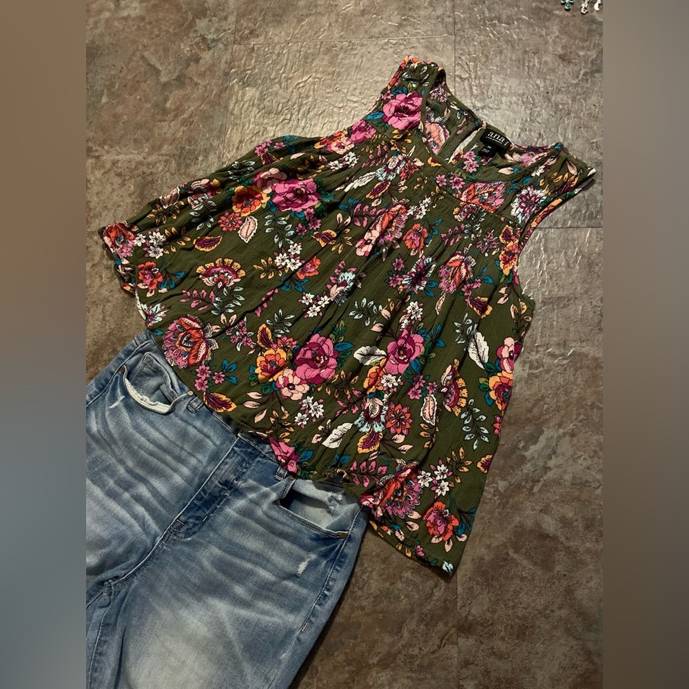 a.n.a Pink Pleated Sleeveless Tank Top